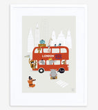 LONDEN - Kinderposter - Londense bus en dieren