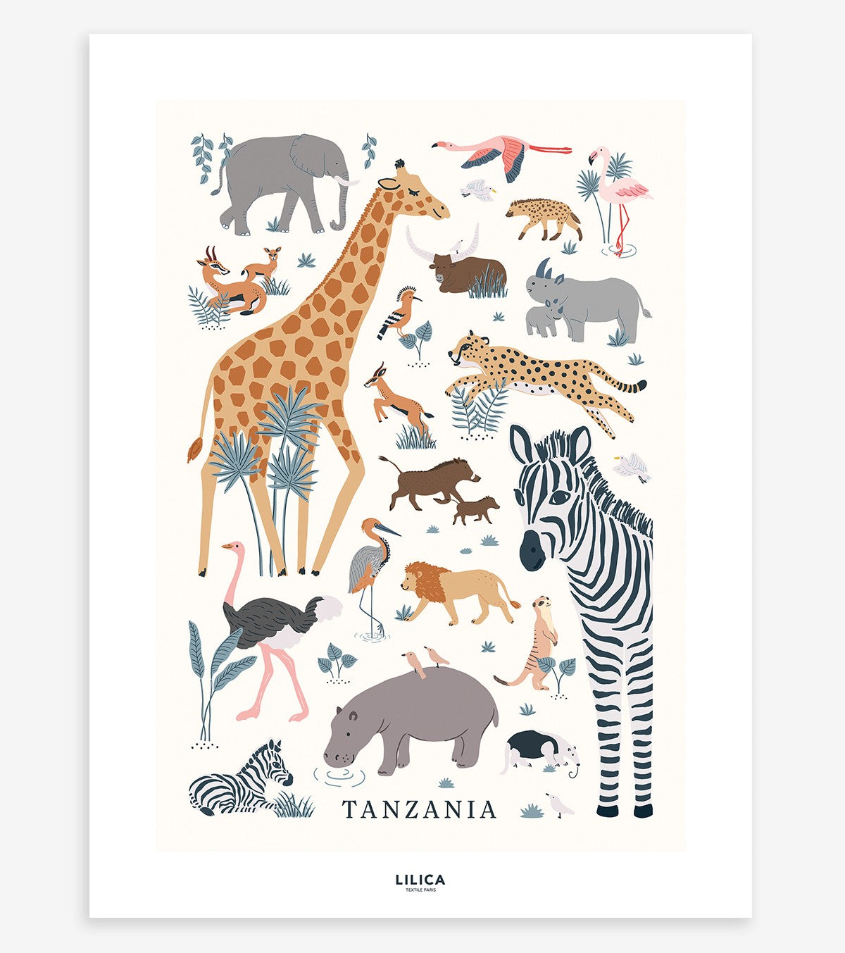 TANZANIA - Kinderposter - Wilde dieren