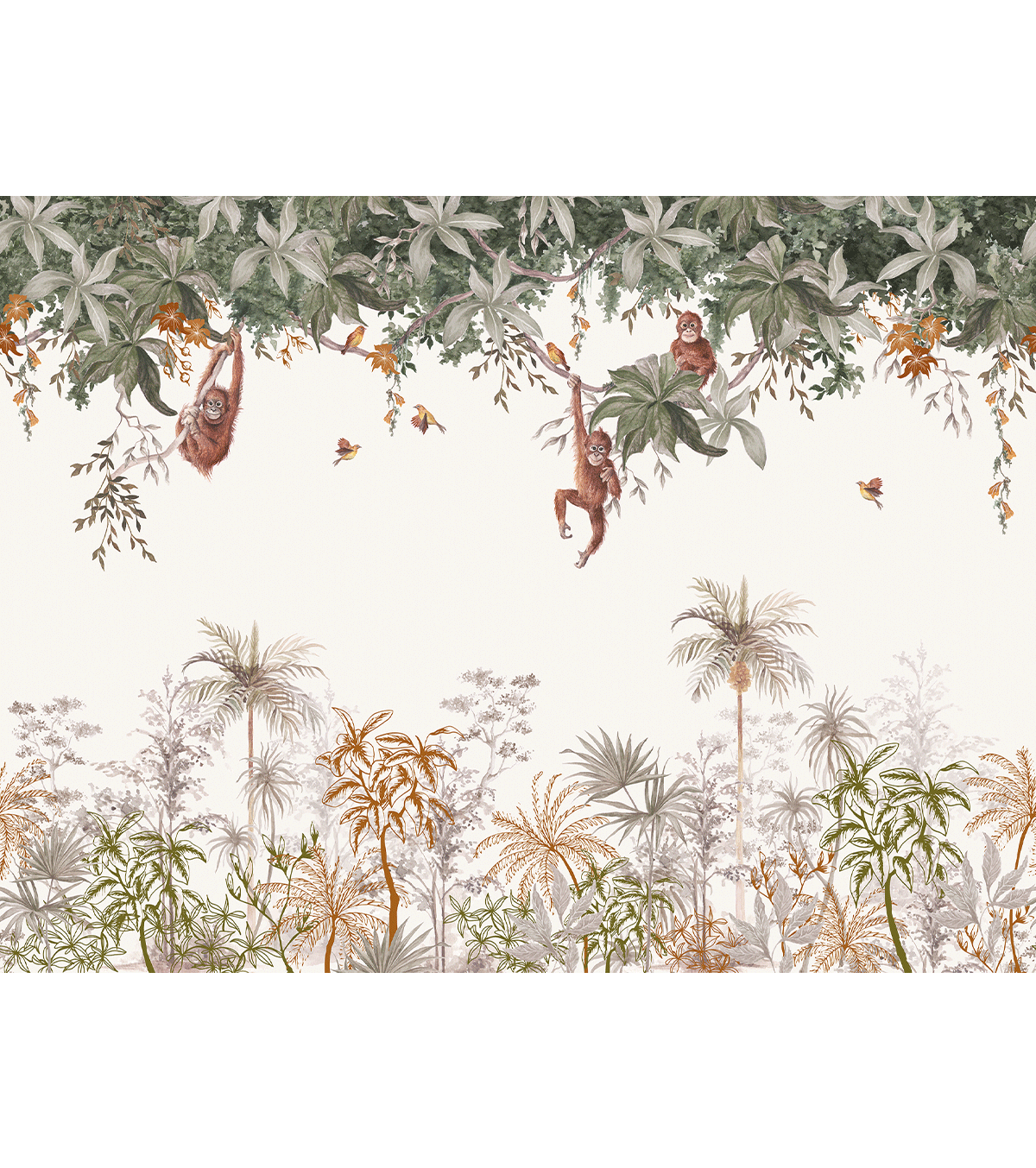 UTAN - Panoramisch behang - De apen