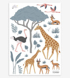 Muurstickers Savanne dieren - Giraffe, gazelle, struisvogel - TANZIANIA