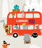 LONDEN - Kinderposter - Londense bus en dieren