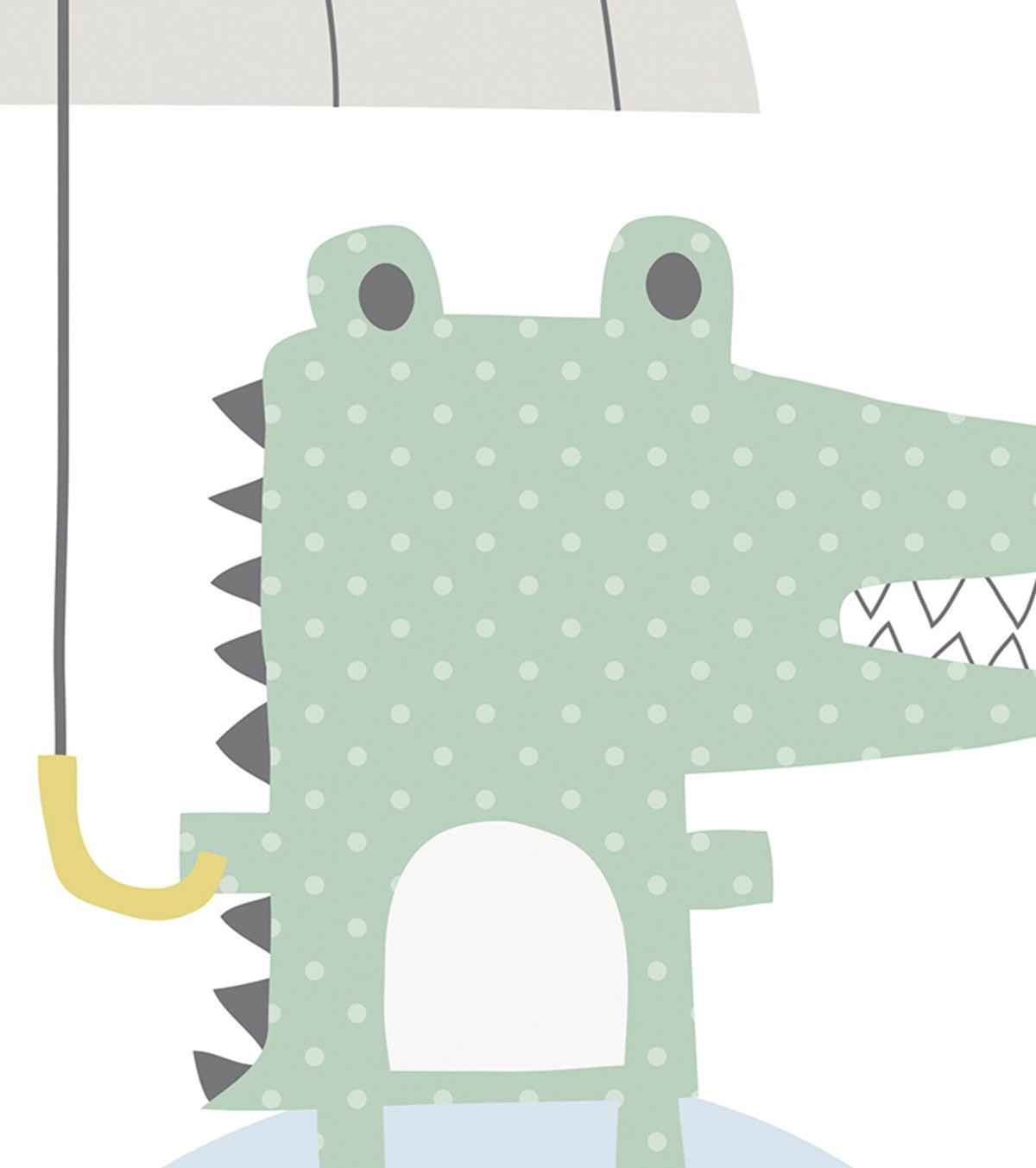 SMILE IT'S RAINING - Kinderposter - Krokodil en zijn paraplu