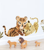 FELIDAE - Grote sticker - Tijger en luipaard wild
