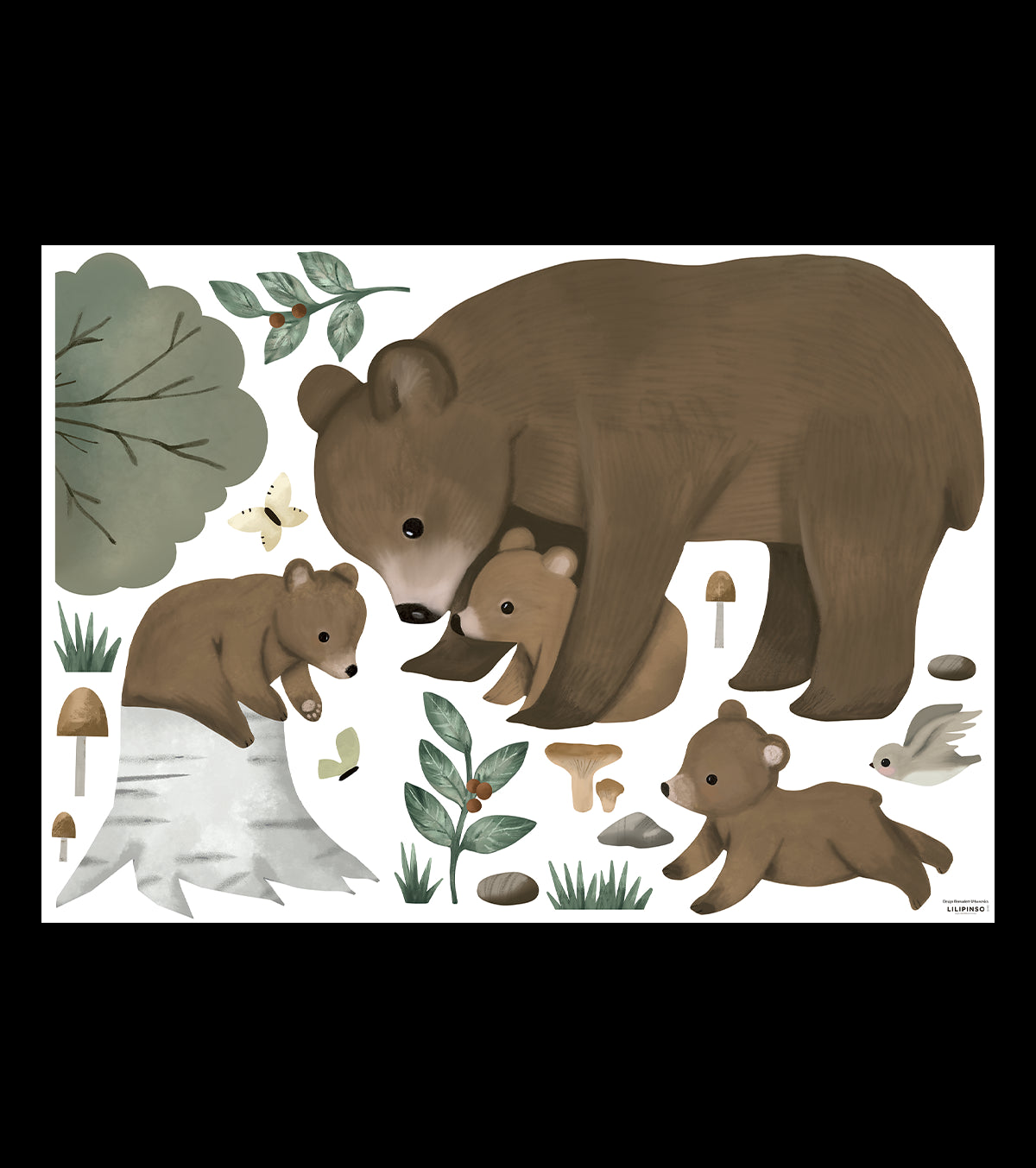 KHARU - Muurstickers muurschilderingen - De berenfamilie
